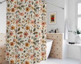 Floral Shower Curtain: Vintage Cottagecore Botanical Bath Decor