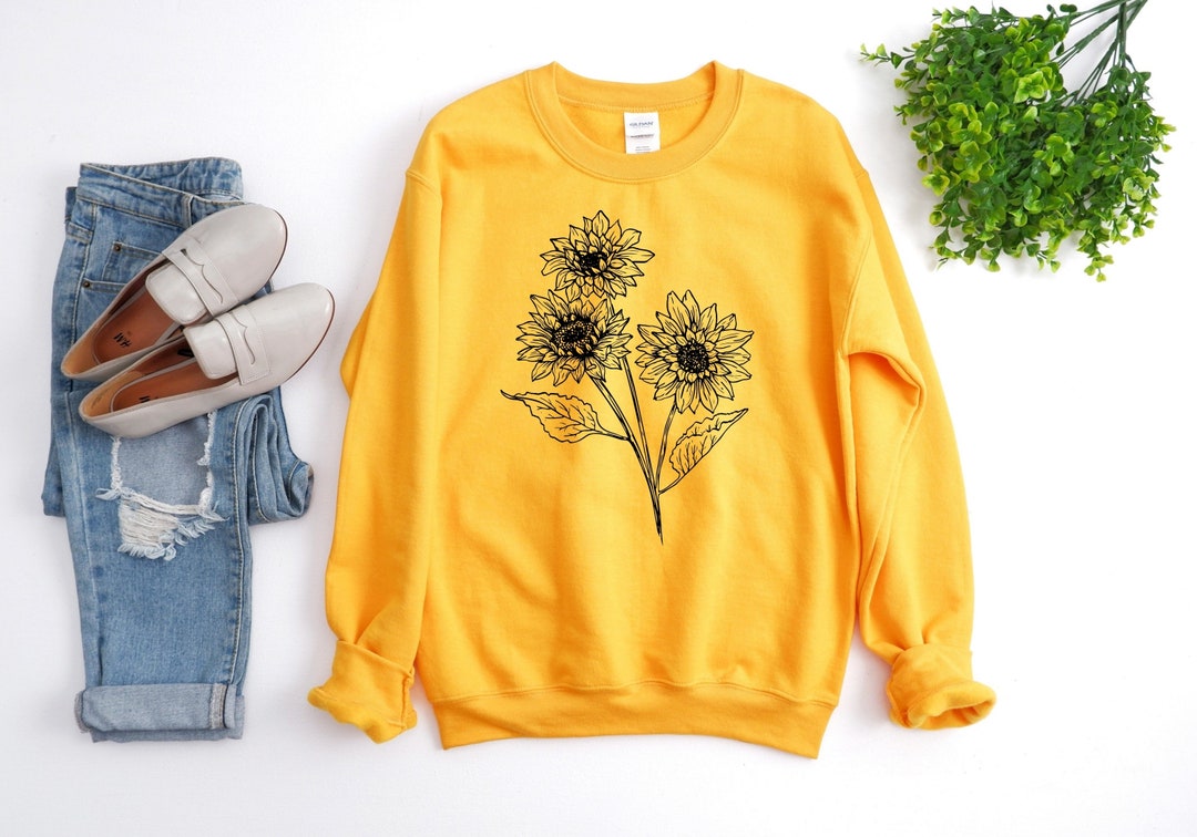Sunflower Sweatshirt Yellow Aesthetic Clothing Sunflower - Etsy