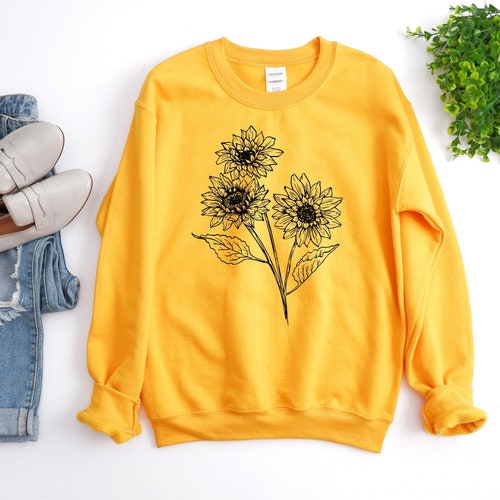 Sunflower Sweatshirt Yellow Aesthetic Clothing Sunflower - Etsy