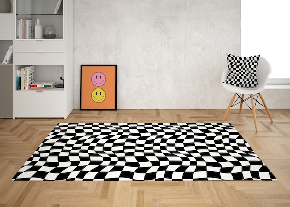 Black and white checkered rug deals