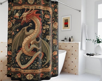 Mystical Dragon Shower Curtain: Medieval Gothic Home Decor
