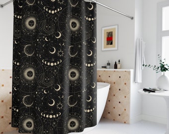 Astrology Zodiac Shower Curtain: Celestial Sun, Moon & Stars