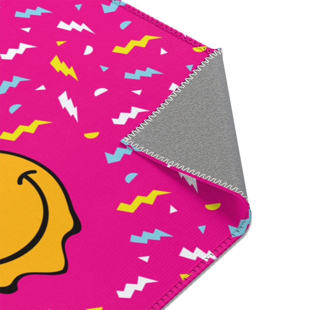Pink Happy Face Area Rug: Preppy Room Decor - Etsy