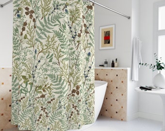 Forest Fern Shower Curtain: Botanical Cottagecore Bath Decor