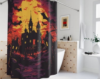 Haunted House Shower Curtain: Spooky Halloween Bathroom Decor