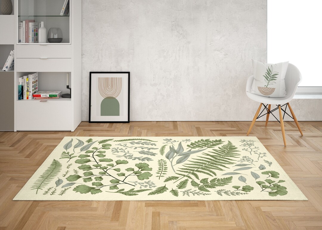 Vintage Fern Area Rug: Botanical Cottagecore Decor - Etsy
