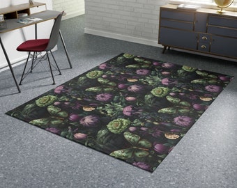 Luna Moth Gothic Area Rug: Floral Whimsigoth Decor