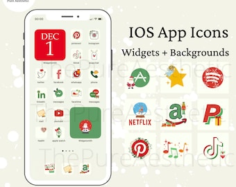 Tema natalizio Icone di app IOS 14 per il tuo Iphone / Icone, widget e sfondi estetici di Natale