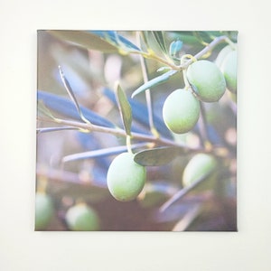 GreenOlivesOnCanvas OlivesPhotoPrint SquareOlivePrint KitchenDecoPrint CulinaryKitchenArt KitchenWallArt OlivesDecoPrint