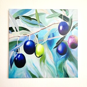 Embellished Art Print OlivesOnTreePrint Olives Art On Canvas Square Olives Print OlivesOnTreePhotoPrint Mediterranean Fruit Wall Art