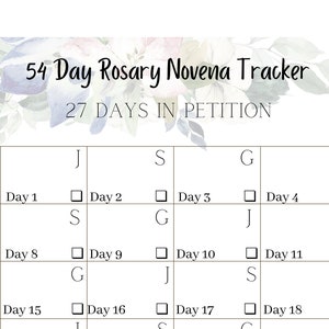 54 Días Rosario Novena Tracker / Oraciones Católicas / Descarga Digital Instantánea PDF Imprimible