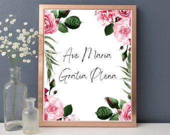 Ave Maria Hail Mary Latin Catholic Prayer Card / Printable - Etsy