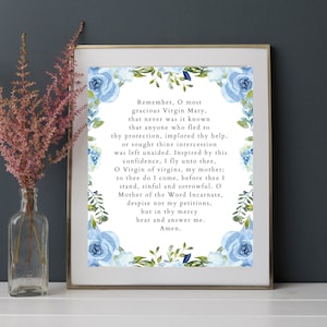 Memorare aan Maria Katholieke Gebed Gezegende Moeder | Direct digitaal downloaden afdrukbare | 8x10 PNG | Christian Wall Art Print
