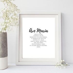 Ave Maria Latin Prayer Print | Catholic Christian Wall Art (digital ...