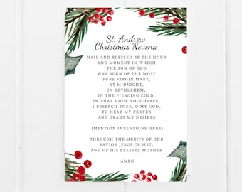 St. Andrew Christmas Novena | 3.5x5 Inch Catholic Prayer Card | Instant Digital Download | Advent