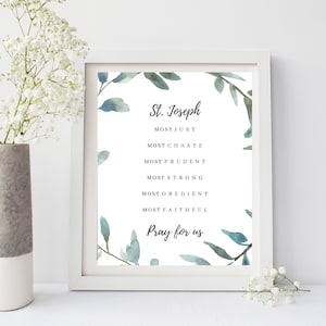 Litany of Saint Joseph | Instant Digital Download Catholic Printable 8x10 | Wall Art Decor Father&#39;s Day Gift