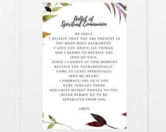 Catholic Prayer Card Act of Spiritual Communion 4x6 Prayer Instant DIGITAL DOWNLOAD