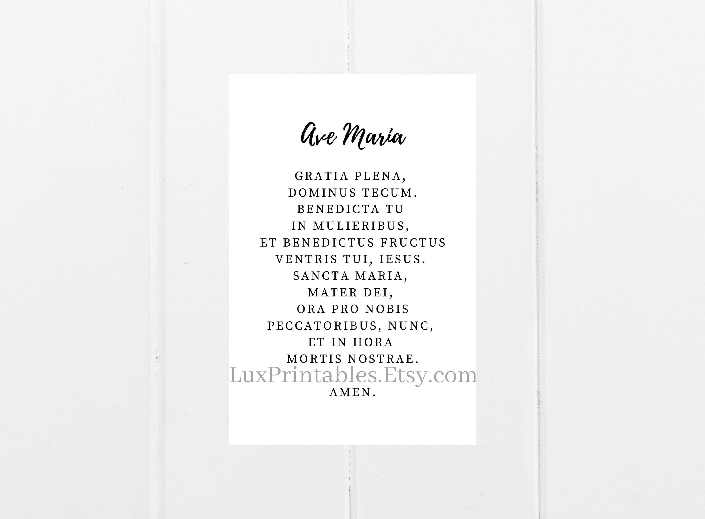 Latin Hail Mary | Ave Maria | Catholic Prayer Card | 4x6 Instant ...