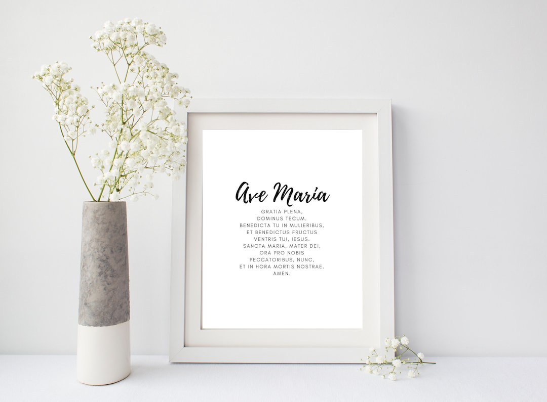Ave Maria Latin Prayer Print | Catholic Christian Wall Art (digital ...