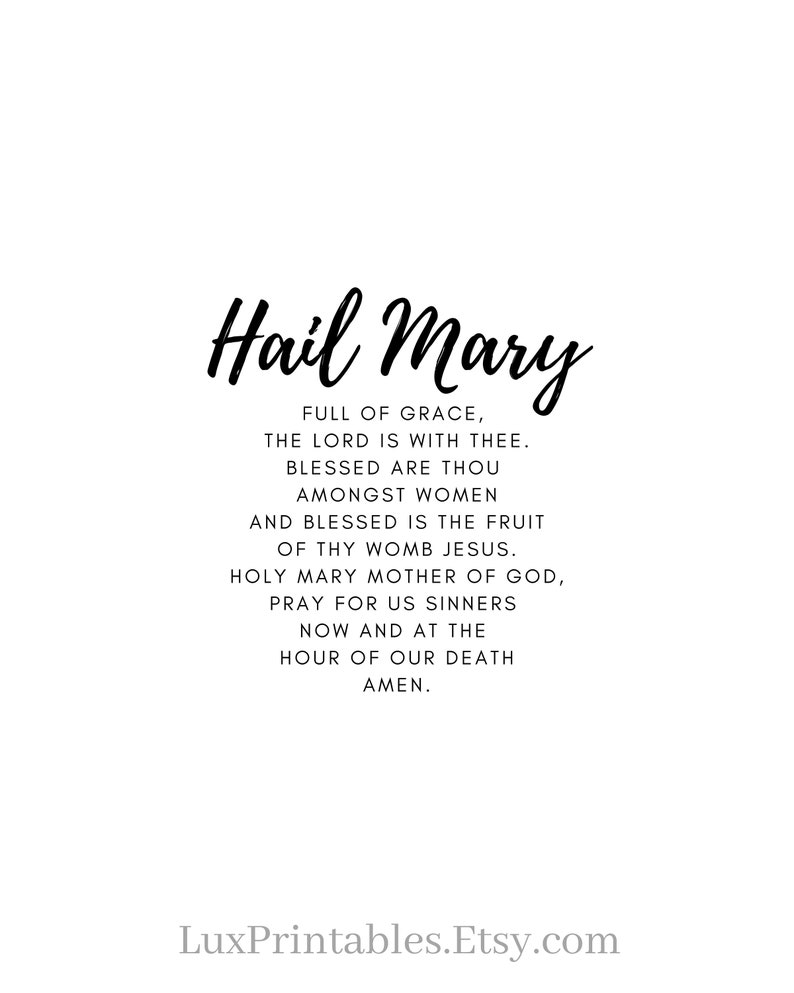 Hail Mary Catholic Prayer Instant Digital Download Printable - Etsy
