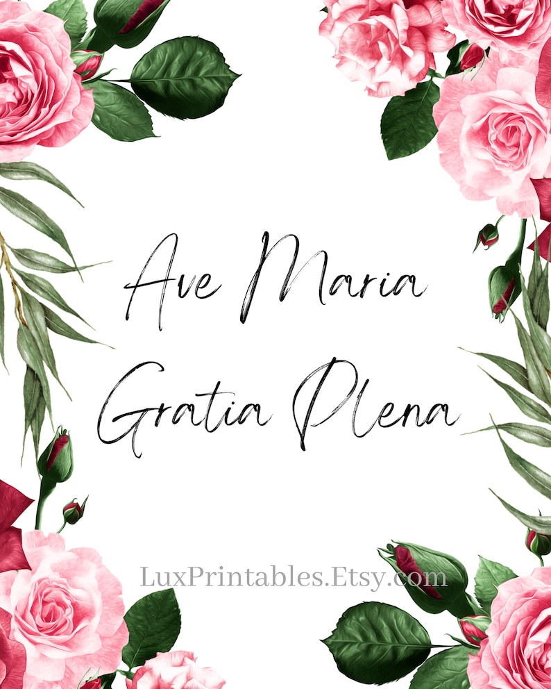 Ave Maria Gratia Plena | Latin Hail Mary Catholic Prayer | 8x10 Instant ...