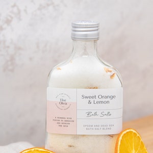 Sweet Orange and Lemon Epsom and Dead Sea Bath Soak Essential Oil Bath Salts Muscle Soak Aromatherapy Salts image 1
