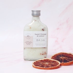 Sweet Orange and Lemon Epsom and Dead Sea Bath Soak Essential Oil Bath Salts Muscle Soak Aromatherapy Salts image 3