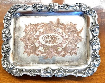 Nice Vintage Pattern Silver Plate Small Footed Tray