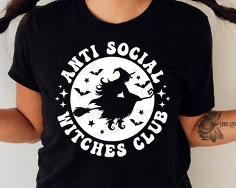 Halloween SVG PNG, Anti Social Witches Club SVG, Witch Png, Retro Halloween Mama Shirt, Svg Files For Cricut
