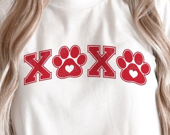 XoXo Paw SVG, Svg de la Saint-Valentin, cadeau chemise maman chien, amour Svg, Svg coeur, chemise Saint Valentin, fichiers Svg pour Cricut