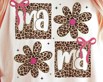 Leopard Mama Coquette Bow PNG, Mama Leopard Png, Mothers Day Png, Preppy Mama Png, Retro Mama Png, Sublimation Png
