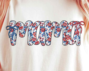 Mamá americana con coqueta floral (Png), 4 de julio (Png), Mamá americana (Png), Cuatro de julio, EE. UU. (Png), Sublimación patriótica