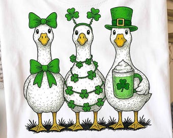 Drôle d'oie PNG de la Saint-Patrick, coquette tendance trèfle porte-bonheur Sublimation pour humoristique, St Pattys day Png, téléchargement numérique