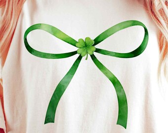Coquette St. Patrick's Day Bow Png, St Patty's Day Png, Shamrock Png, Clover Png, Lucky Sublimation