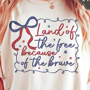 Land Of The Free vanwege de dappere Svg png, 4 juli png, America Coquette png, onafhankelijkheidsdag, patriottisch png