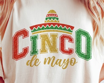 Cinco de Mayo Varsity SVG, Glitter Fiesta Png, Mexico Svg, Sombrero Svg, Funny Cinco de Mayo Shirt, Png, Svg Files For Cricut