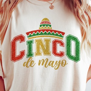 Cinco de Mayo Varsity SVG, Glitter Fiesta Png, Svg Mexique, Sombrero Svg, chemise Cinco de Mayo drôle, Png, fichiers Svg pour Cricut