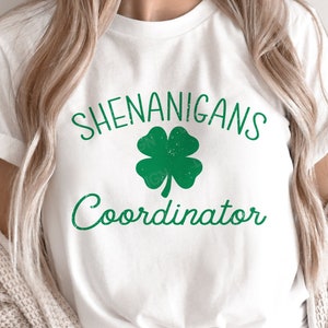 Shenanigans Coordinator Svg, Funny St Patricks Day SVG, Shamrock Png, Clover Svg, Distressed St Patricks Shirt, Svg Files For Cricut