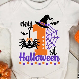 My 1st Halloween Svg, Halloween Girl Svg, First Halloween Svg, Spider Svg, Halloween Kostüm, Baby Halloween Shirt, Svg Dateien für Cricut