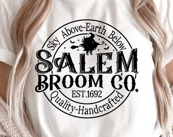 Salem Broom Company SVG, Halloween svg, Witch svg, Salem Broom Co Png, chemise d’Halloween vintage svg, png, fichiers svg pour cricut