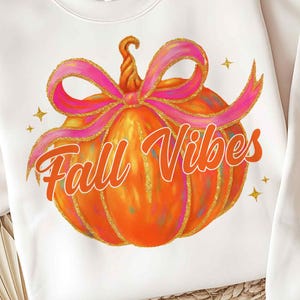 Fall Vibes png, trendy herfstontwerp png, penseelstreek herfst png, handgetekende pompoen png, coquette herfst png, glittersublimatieontwerp