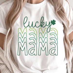 Lucky Mama Svg, Funny St Patricks Day Mom SVG, Shamrock Png, Clover Svg, Groovy St Patricks Shirt, Svg Files For Cricut