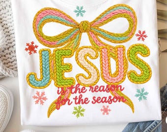 Christian Christmas Coquette PNG, Merry Christmas Png, Faux Yarn Png, Christmas Realistic Yarn Png, Jesus Is The Reason (Digital Download)