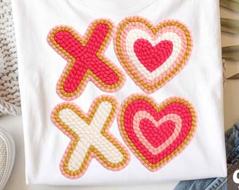 Valentine XOXO Yarn Png, Valentine Png, Vday Preppy Png, Valentine Gift, Heart Love Png, Digital Download