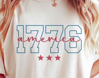 1776 Amerika SVG PNG, Retro 4 juli Svg, USA Png, Självständighetsdagen T-shirt, Sublimering Png, Svg-filer för Cricut