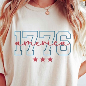 1776 America SVG PNG, Svg rétro 4 juillet, USA Png, chemise fête de l'indépendance, sublimation Png, fichiers Svg pour Cricut
