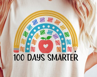 100 Days Smarter SVG, 100 days of school SVG, Gift For Teacher, Happy 100 days Teacher Shirt, Svg Files for Cricut