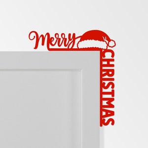 Christmas Door Corner Svg, Merry Christmas Svg, Santa Hat Svg, Door Decor, Holiday, Glowforge Svg, Door Trim Png, Dxf, Svg Files For Cricut