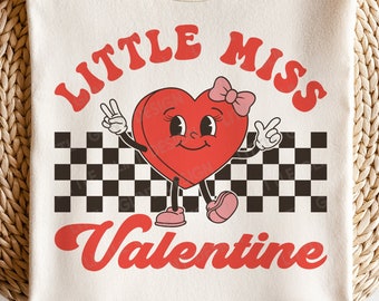 Little Miss Valentine SVG, Valentine SVG, Retro Valentijnsdag Shirts, Valentine Girl Gift, Sublimatie, Svg-bestanden voor Cricut