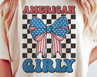 Kokette 4. Juli SVG PNG, American Girly Png, Vintage American Png, Retro 4. Juli Shirt, Sublimation, Svg-Dateien für Cricut